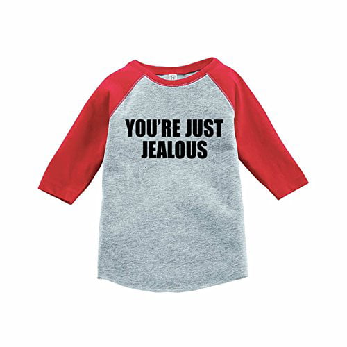 7 ate 9 Apparel Funny Kids Youre Just Jealous Baseball Tee Red 